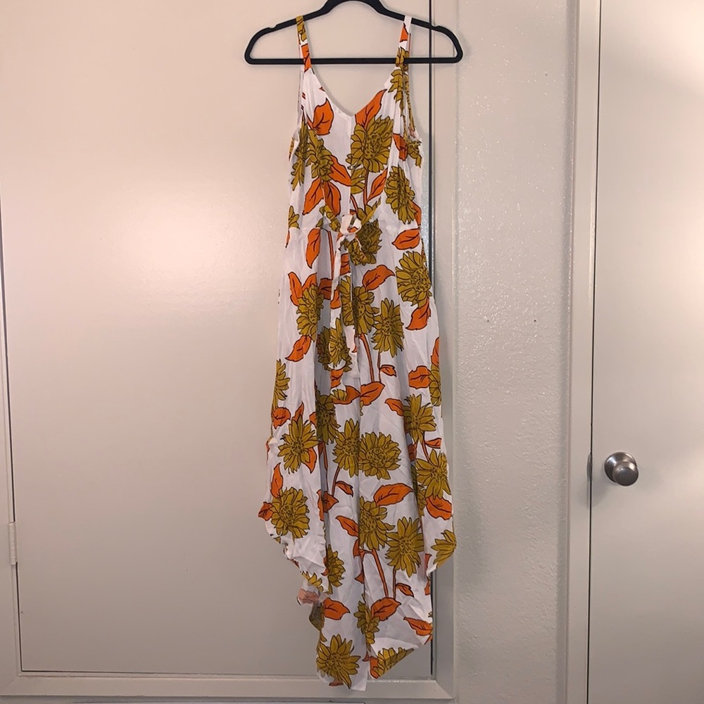 Women’s Sunflower Print Jumpsuit with Pockets - Picture 2 of 12